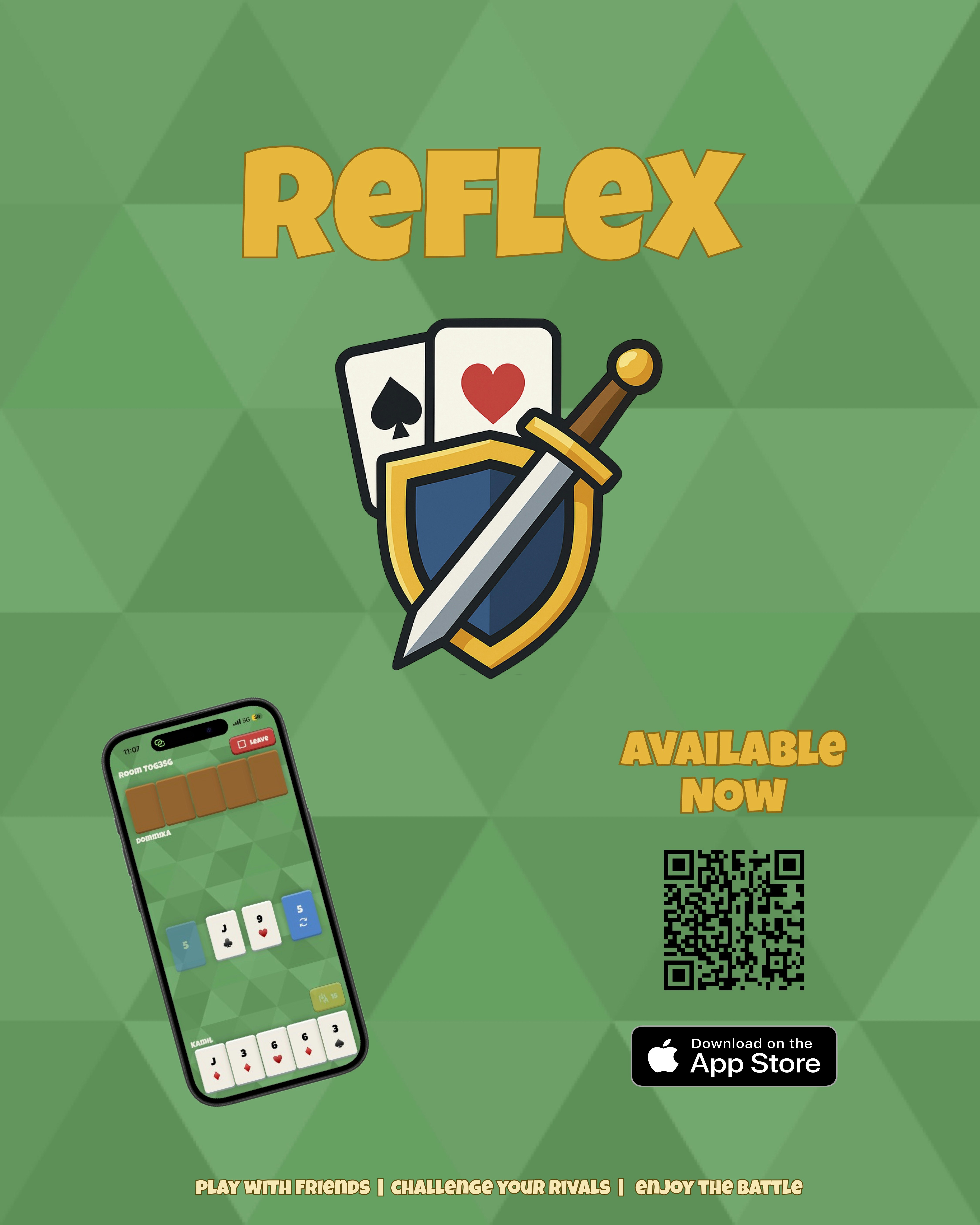 Reflex: Card Battle - Main screenshot showing features and interface