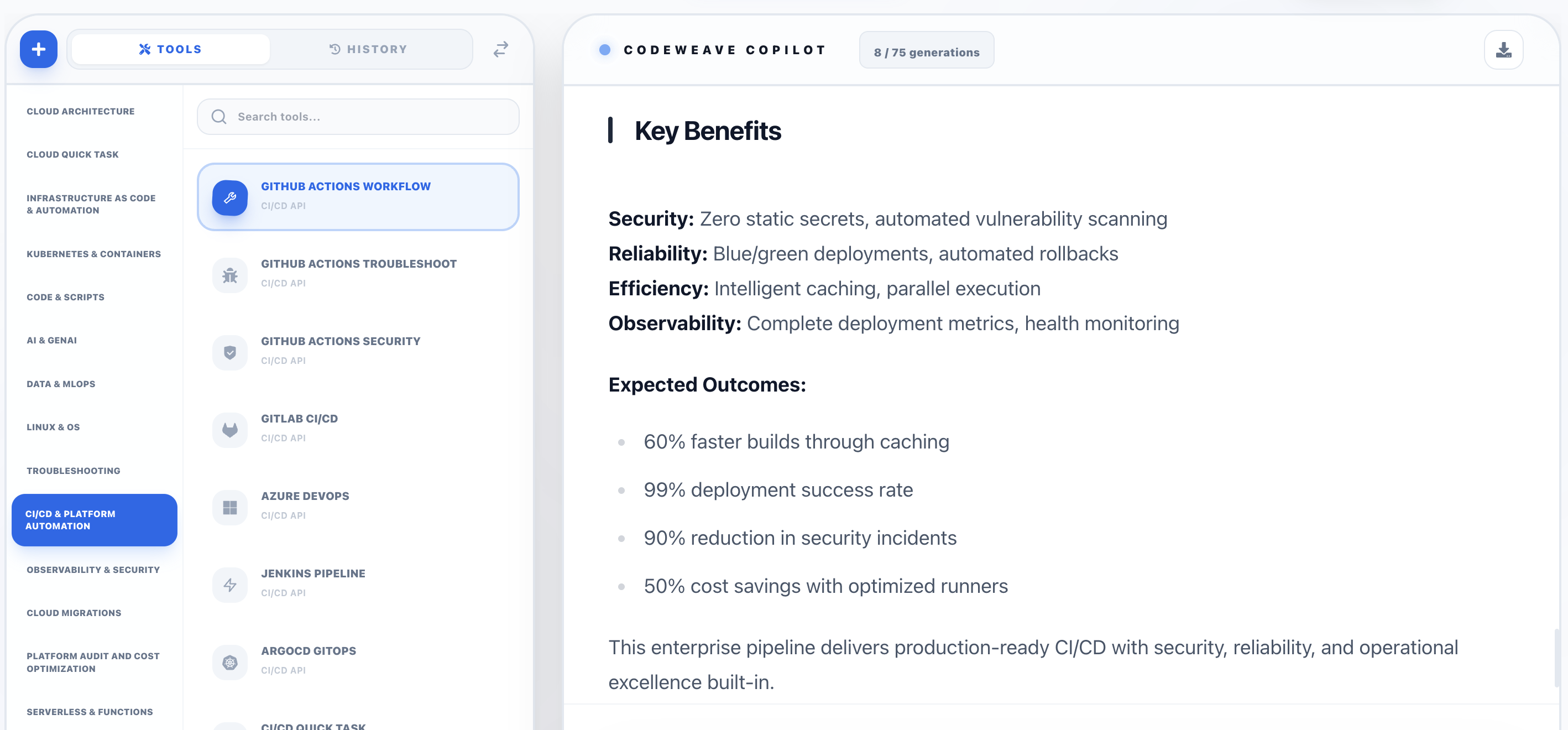 CodeWeave - Screenshot 5 showing product features and functionality