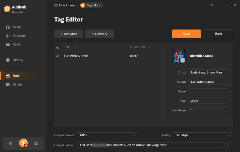 Media Audifab Music One - Tukar muzik streaming ke format mp3 biasa 10