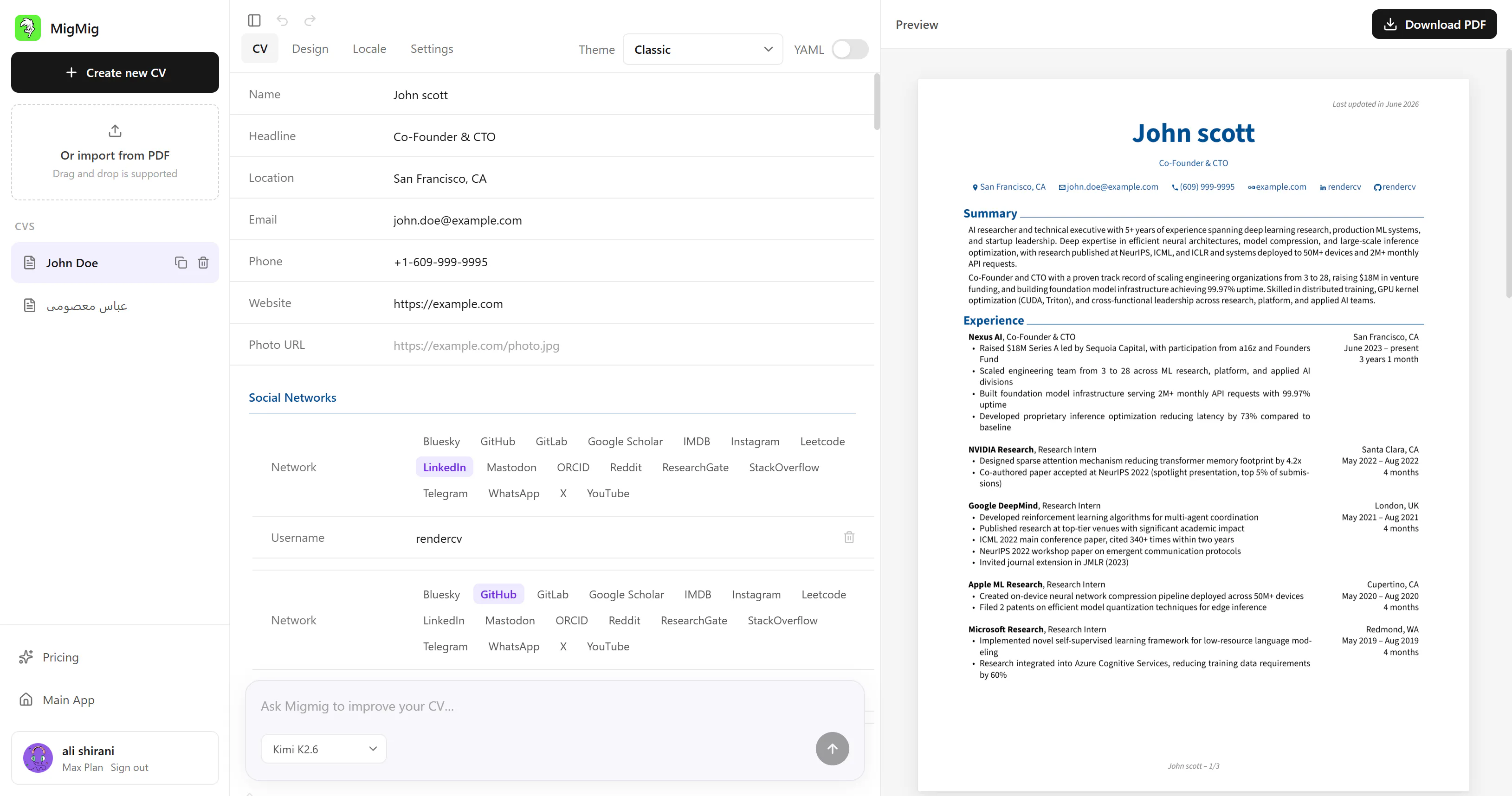 MigMig Resume Builder 截图 2