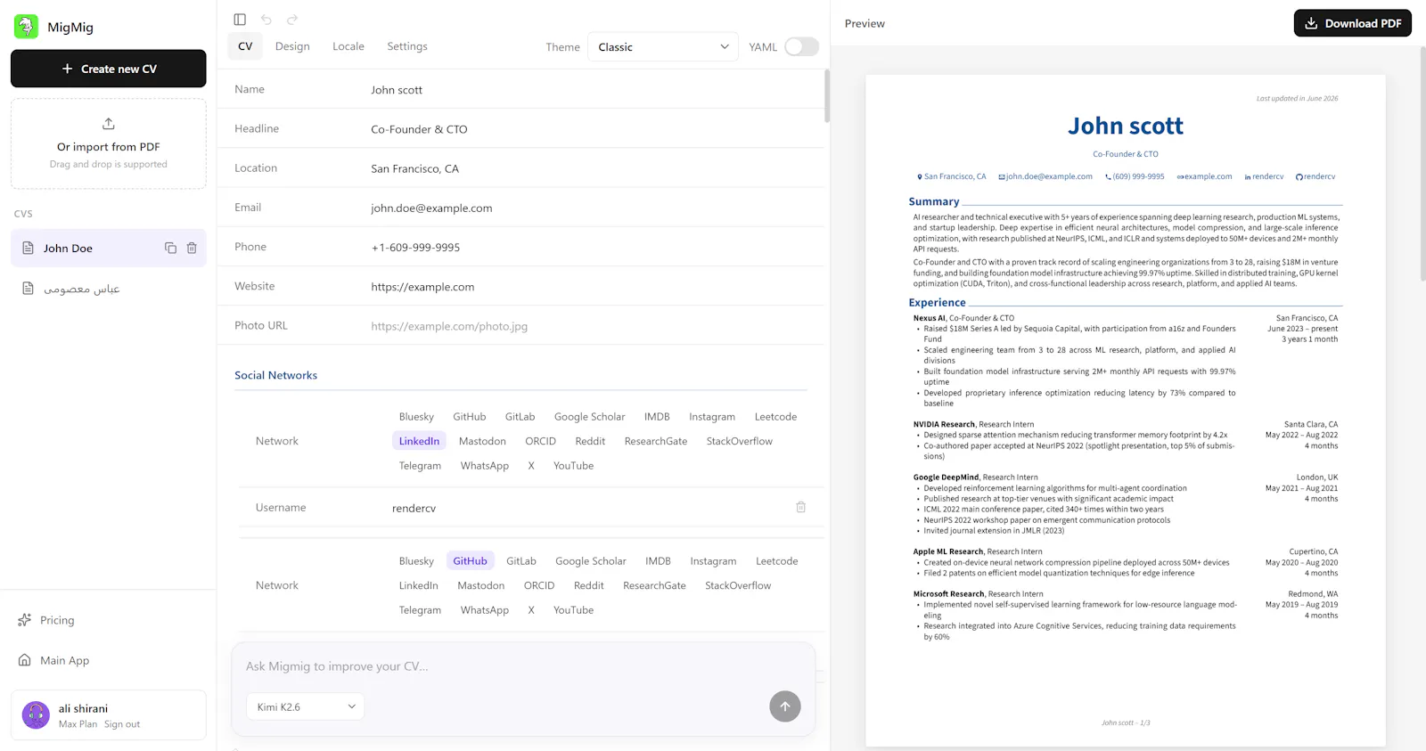 MigMig Resume Builder screenshot 2