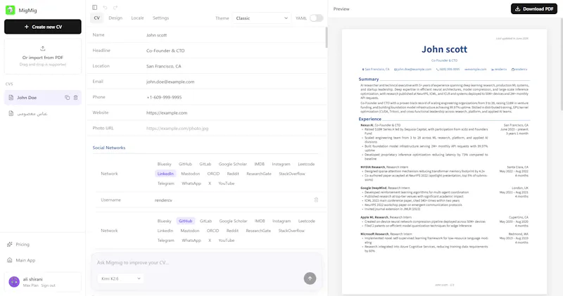 MigMig Resume Builder screenshot 2