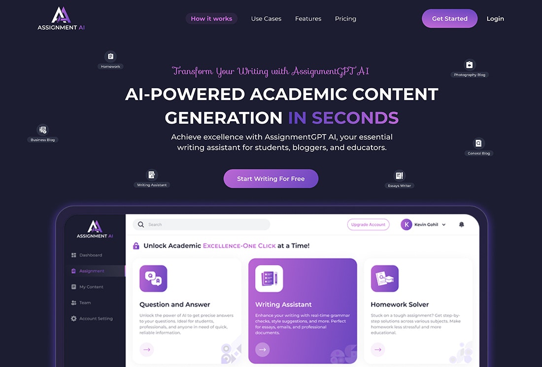 startuptile AssignmentGPT AI-Your AI writing assistant for success