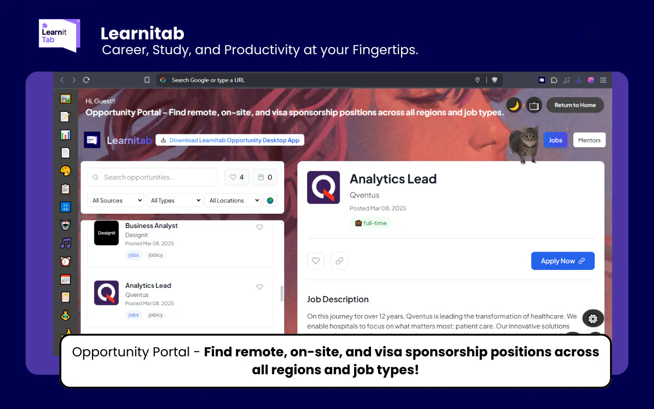 Learnitab Study NewTab Browser Extension gallery image