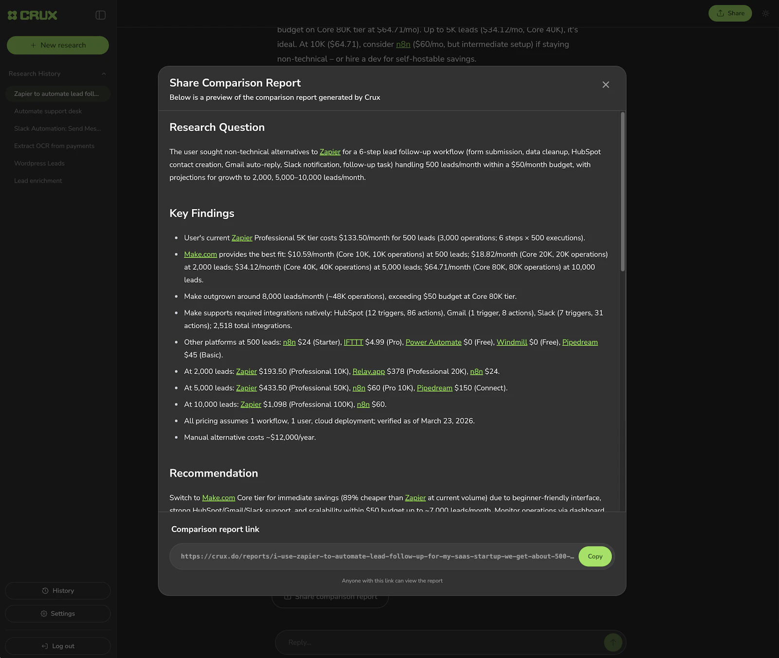 Crux - Compare Workflow Automation Tools screenshot 5
