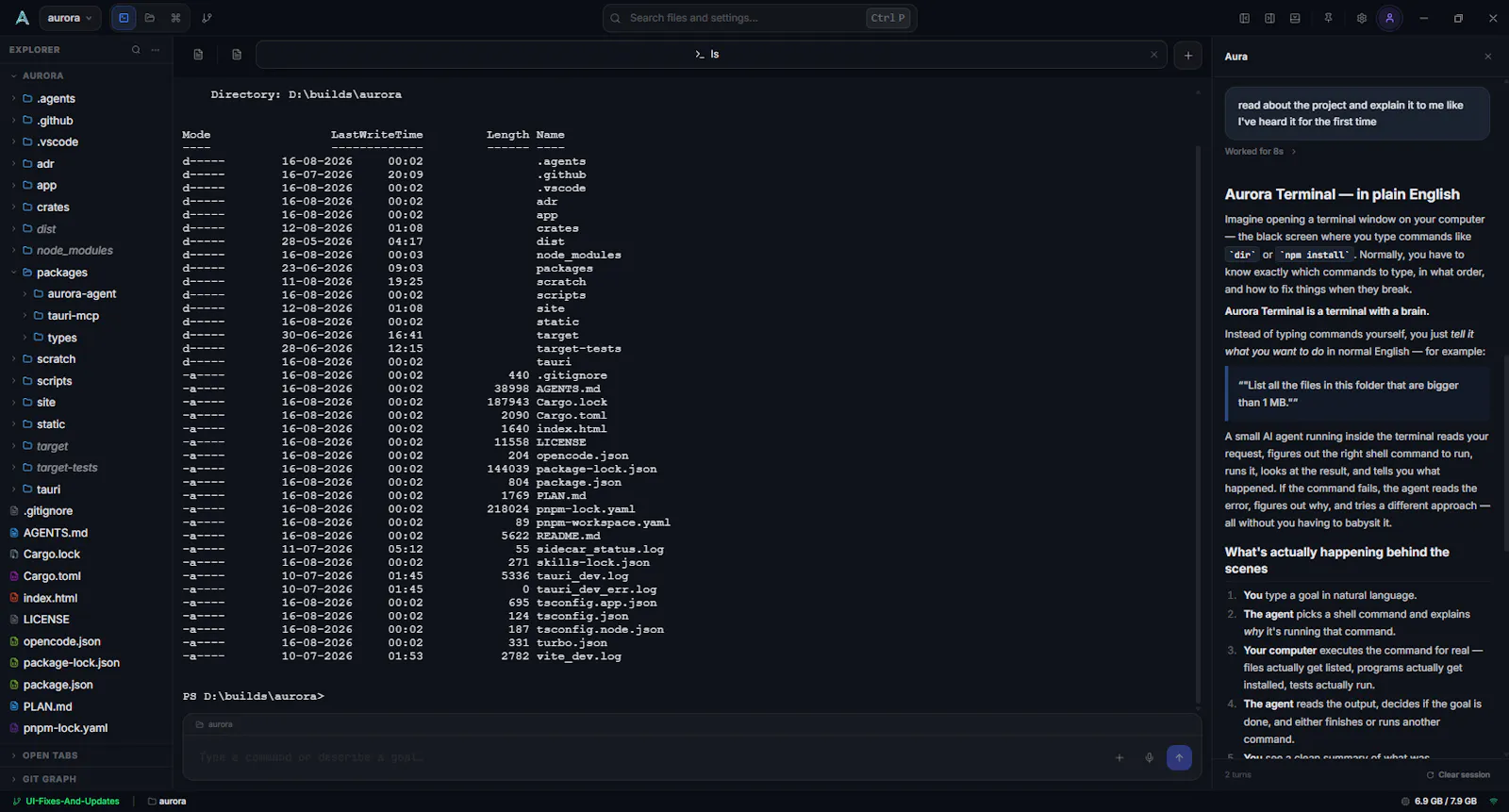 Aurora Agentic Terminal screenshot 3
