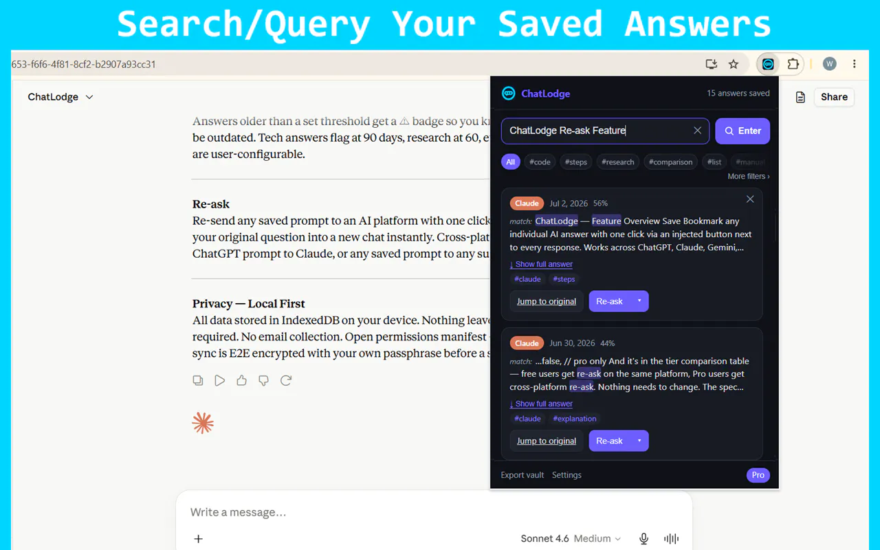 ChatLodge - Save & Search Your AI Chats gallery image