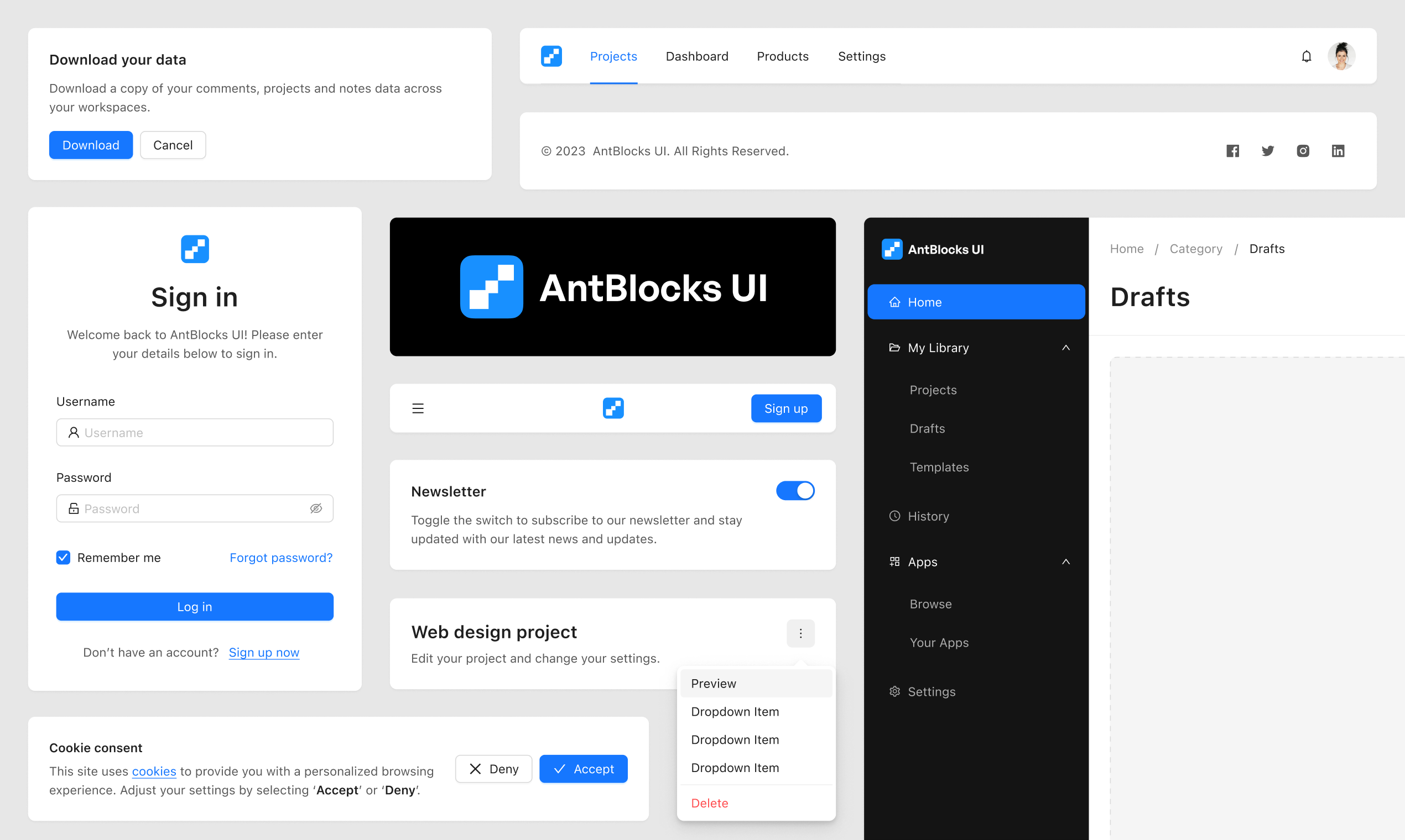antblocks ui - 개미 디자인으로 구축 된 고품질 피그마 및 반응 구성 요소 미디어 2