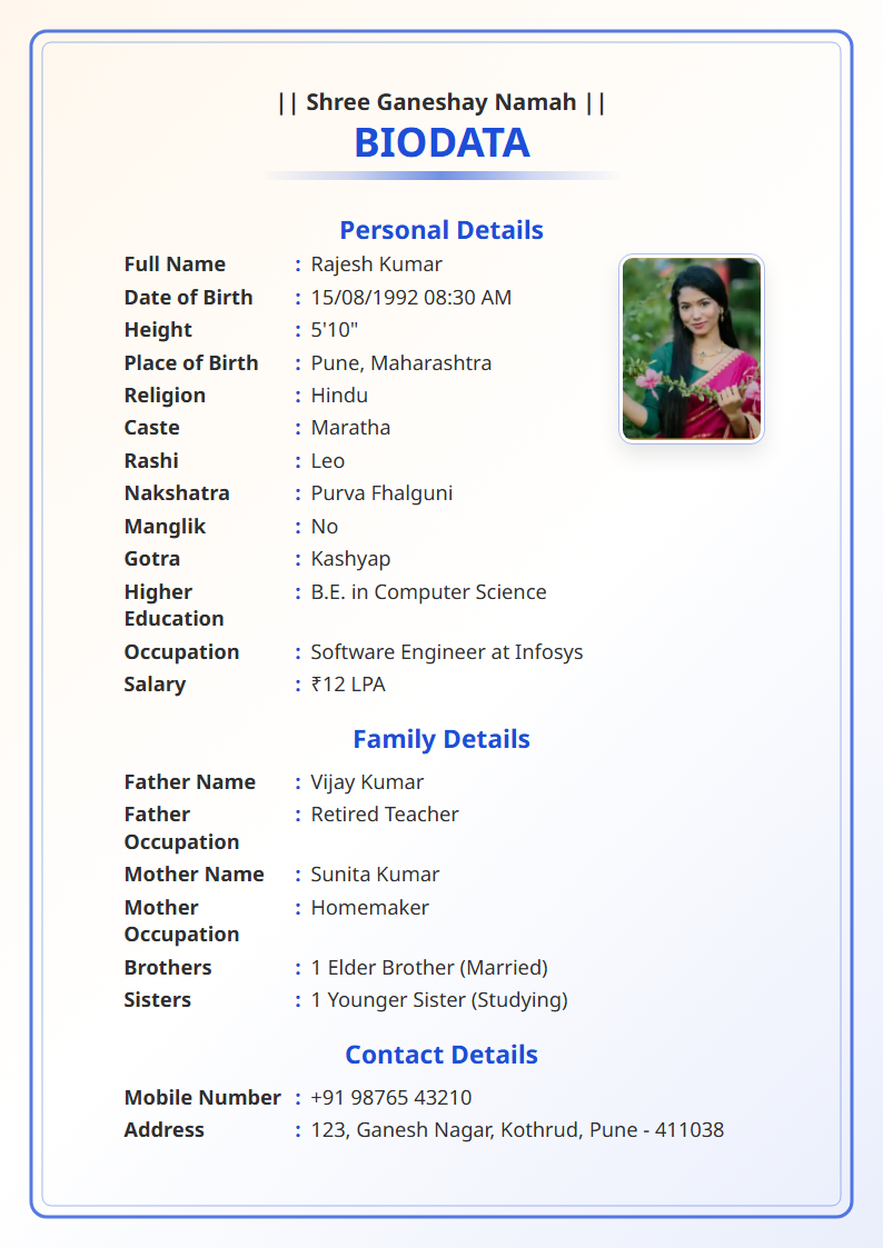 Make Marriage Biodata gallery image