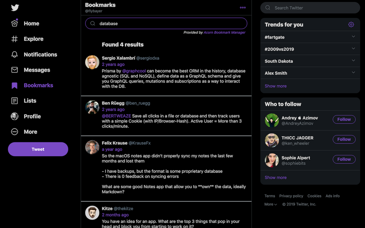 Twitter Bookmarks Search Free browser extension for searching your
