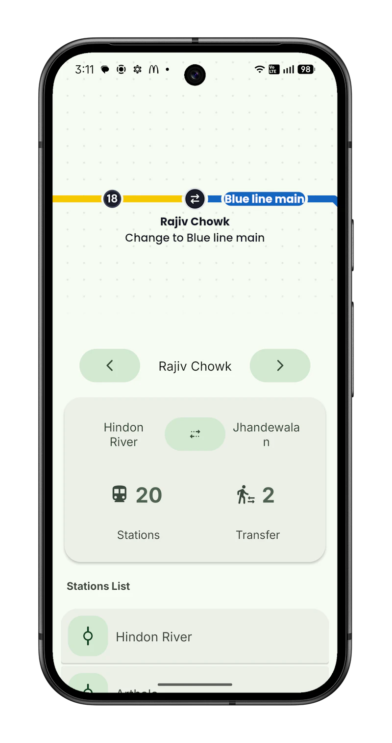 DetroGo - Delhi Metro Navigation screenshot 1