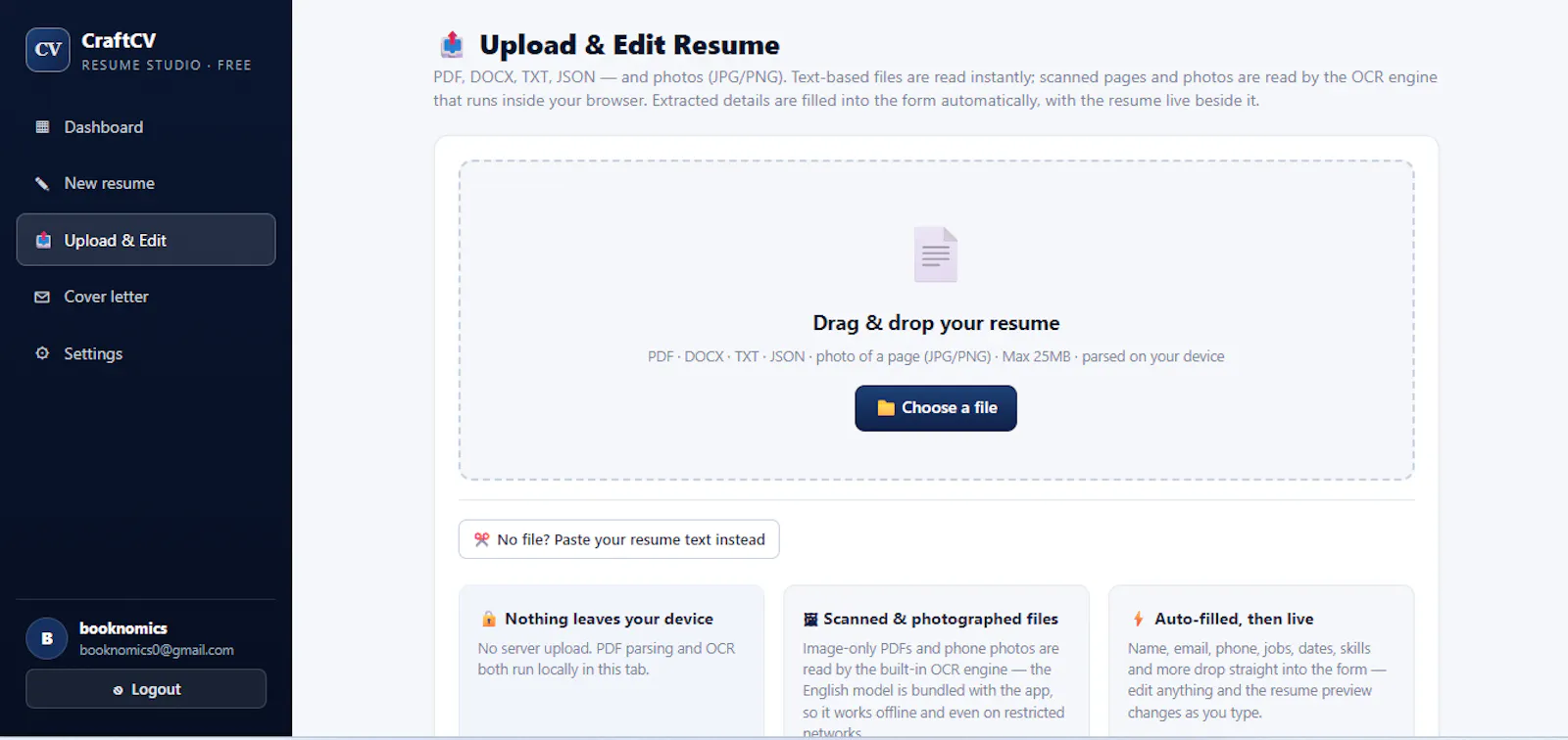CraftCV screenshot 1