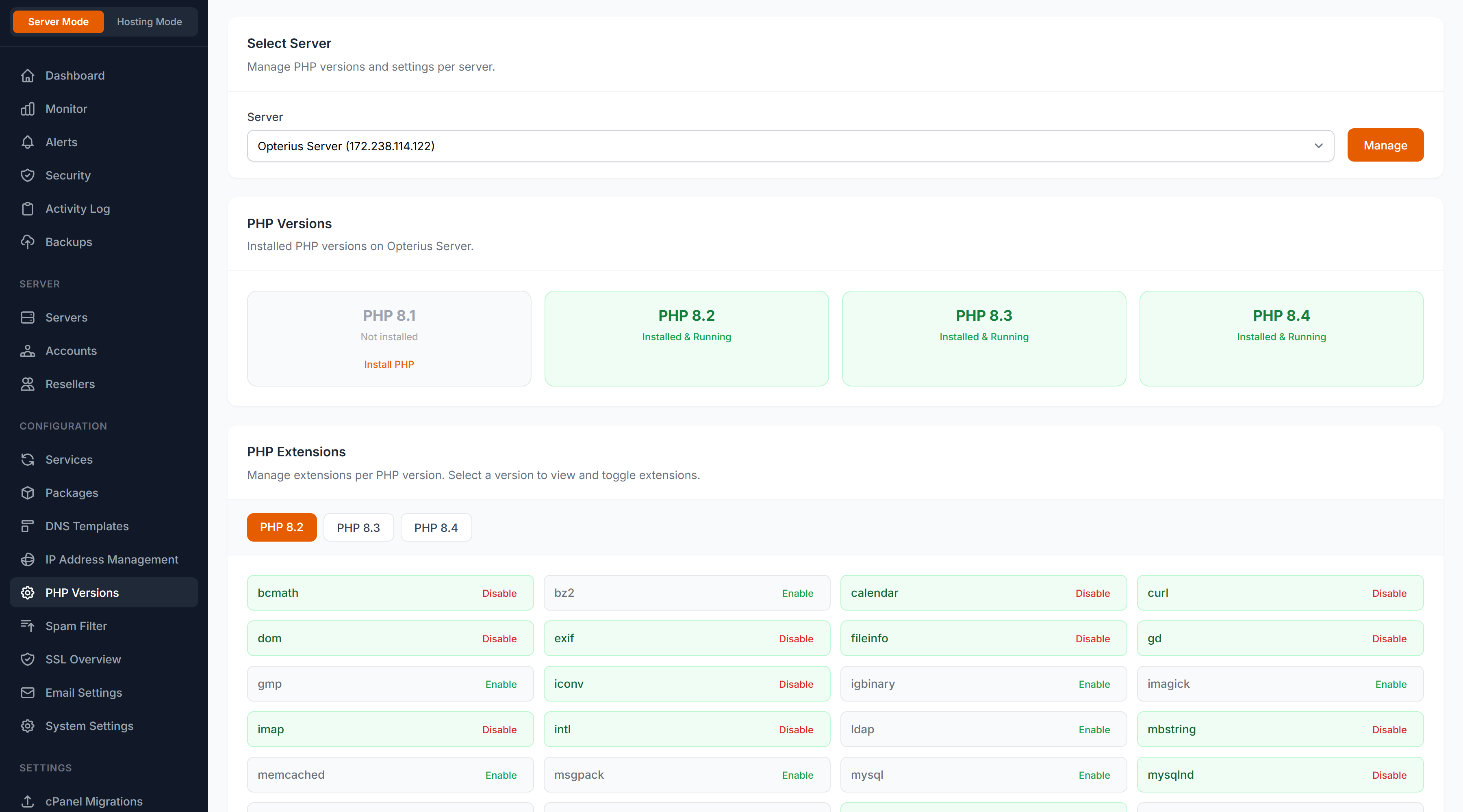 Opterius - Modern Web Hosting Panel gallery image