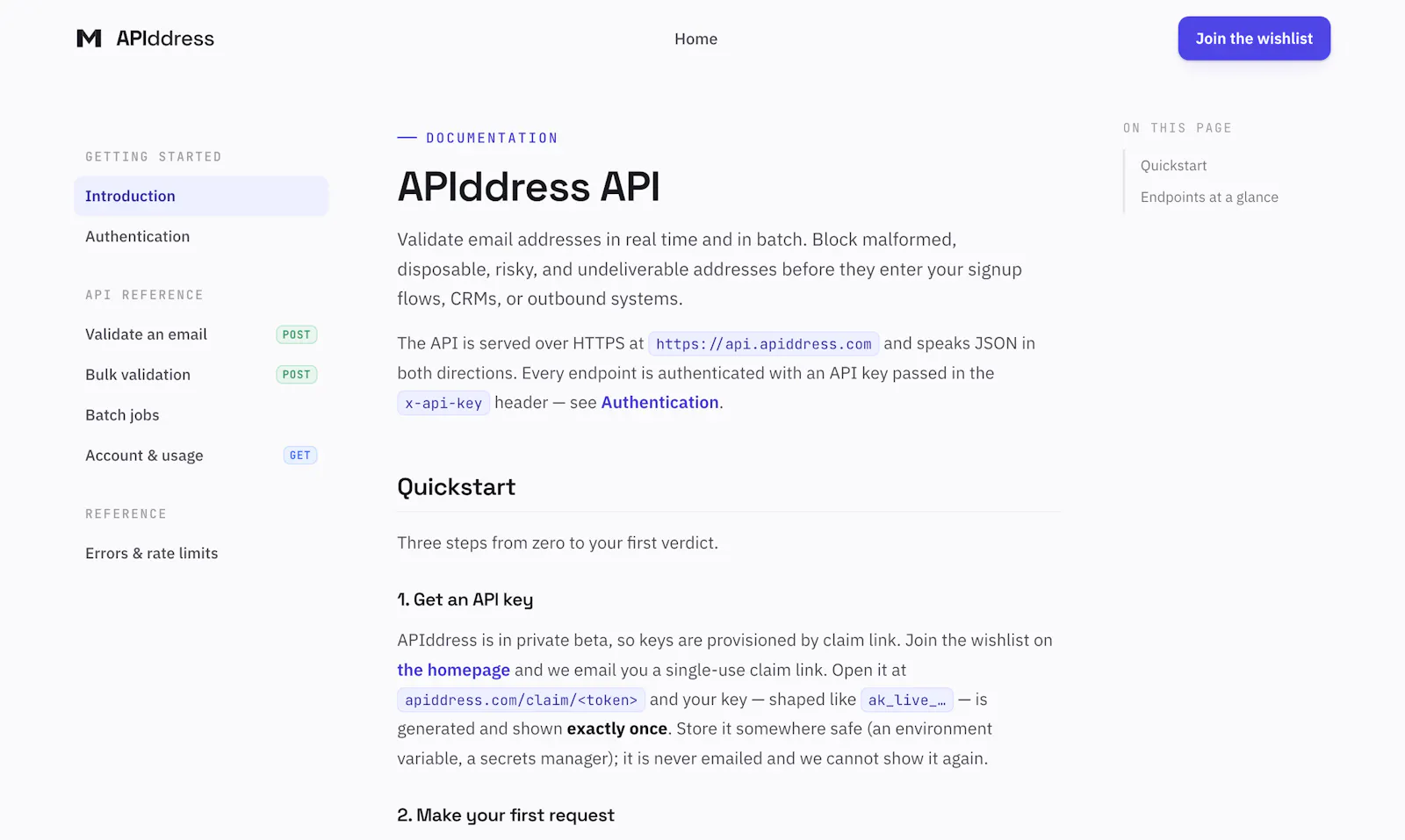 APIddress — email validation API screenshot 3