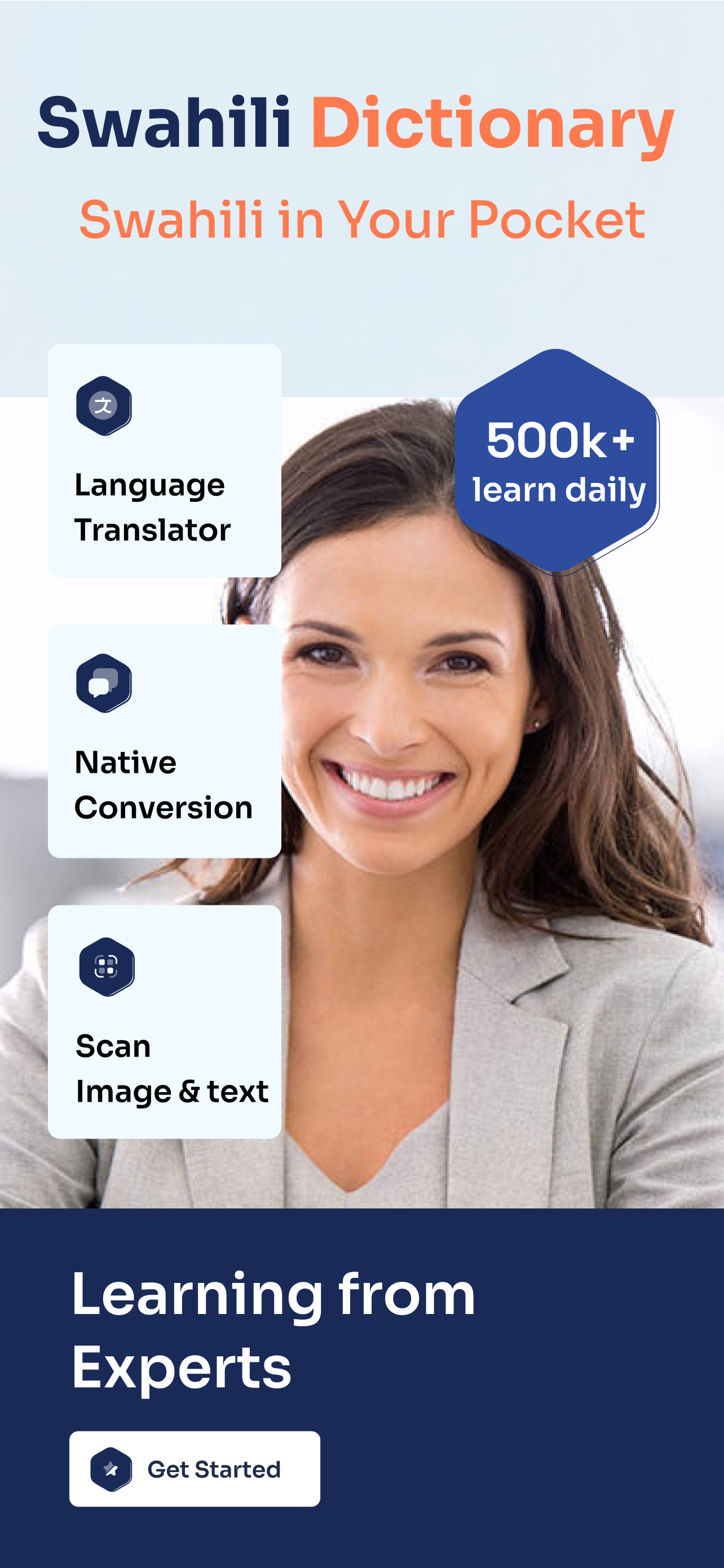 Média Dictionnaire anglais à swahili - Déverrouillez la beauté et le dynamisme de l'application de dictionnaire swahili. 1