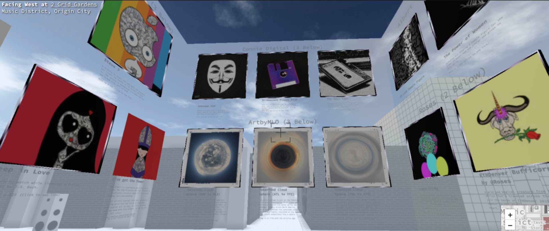 Digital art gallery in Cryptovoxels