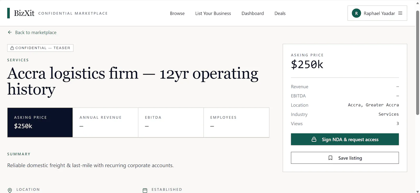 BizXit-Confidential Business Marketplace screenshot 1