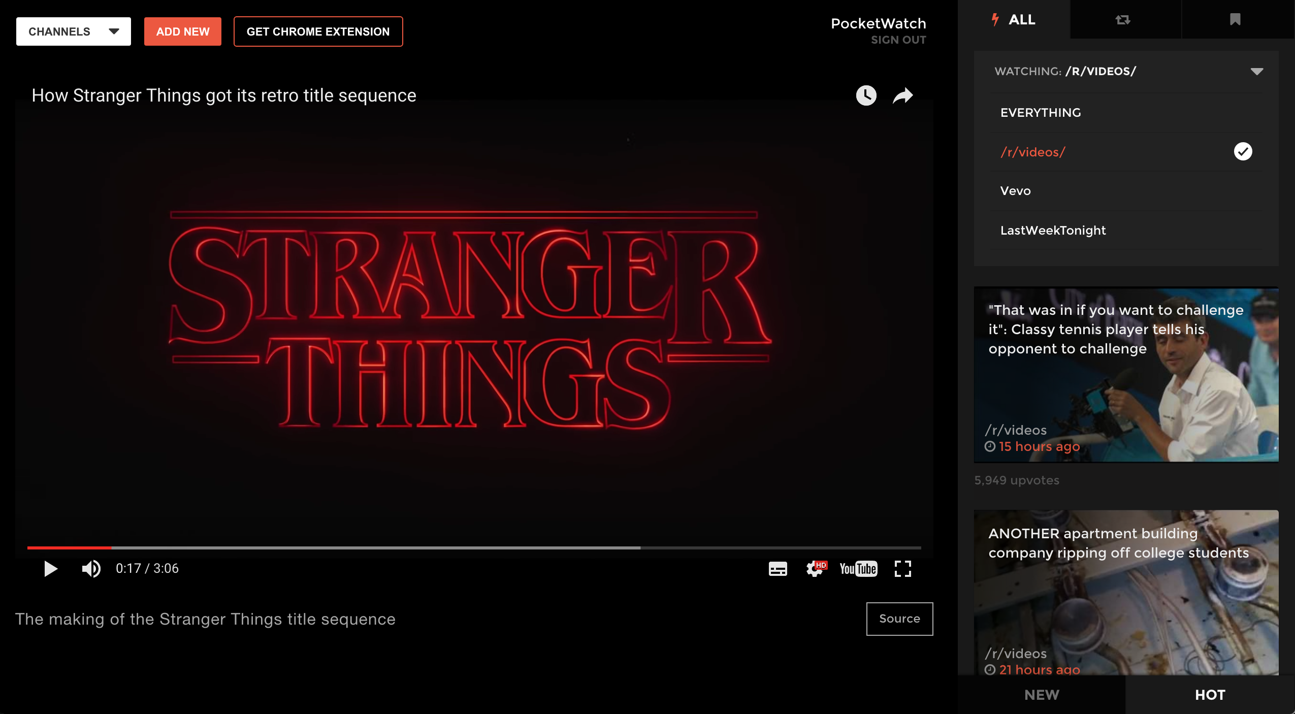 PocketWatch - Curate your own video stream with content from Subreddits and Youtube. gallery image