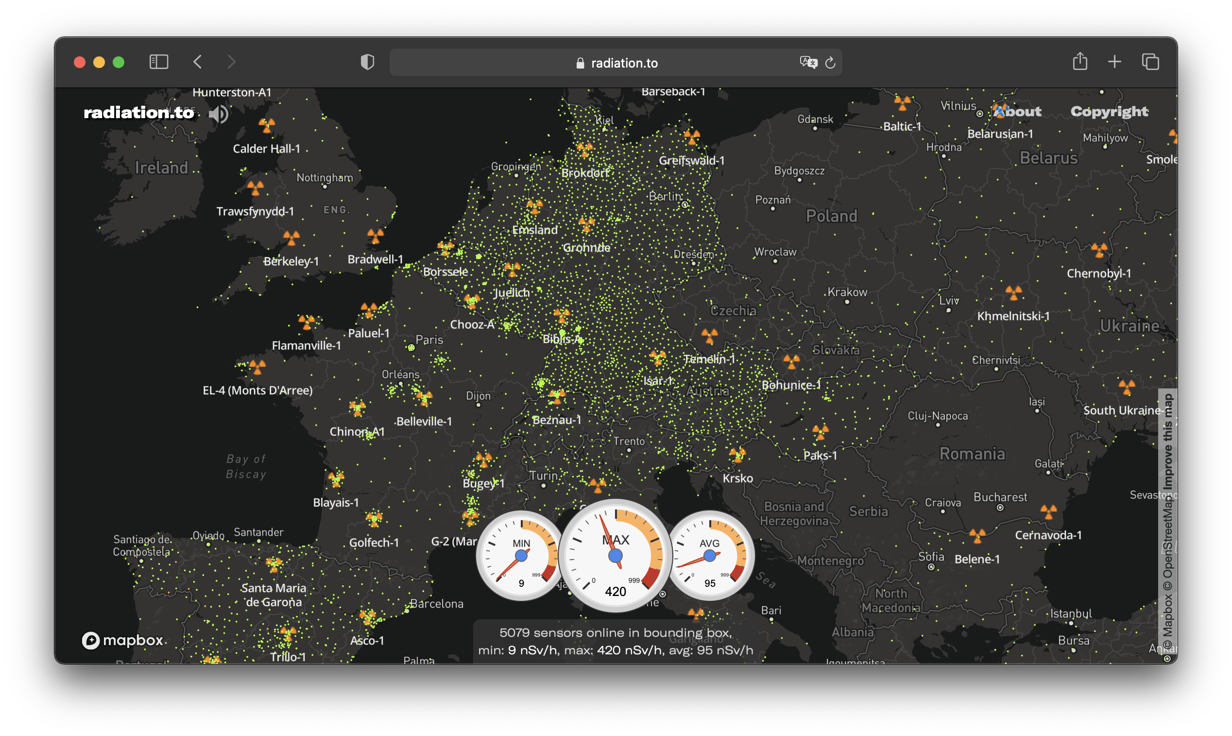 Map of automated radiation monitoring gallery image