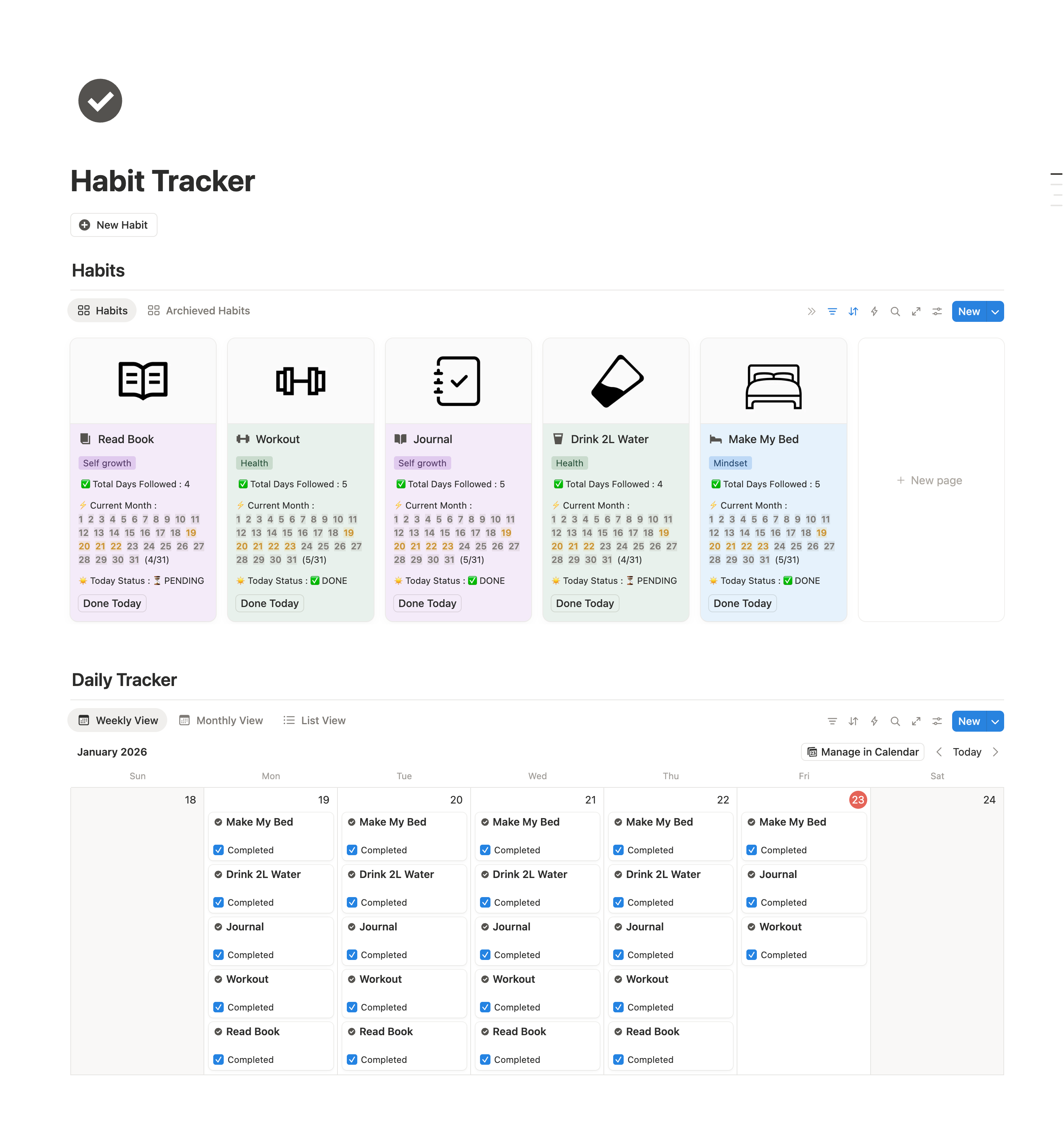 Habit Tracker in Notion gallery image