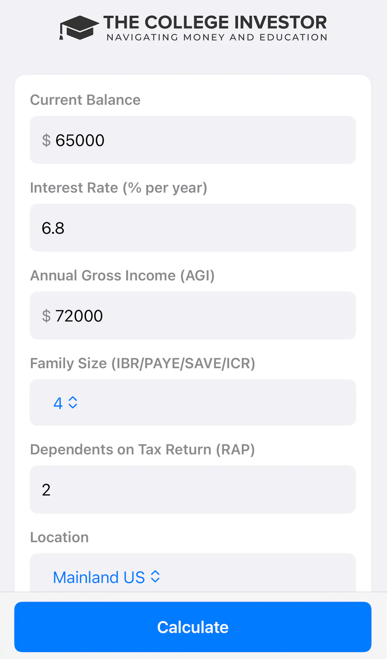 Student Loan Calculator by TCI