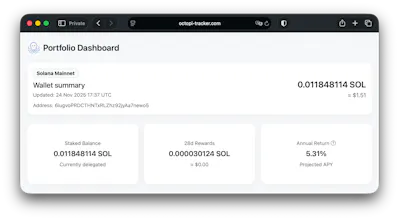 Octopi Tracker – SOL yield calculator gallery image