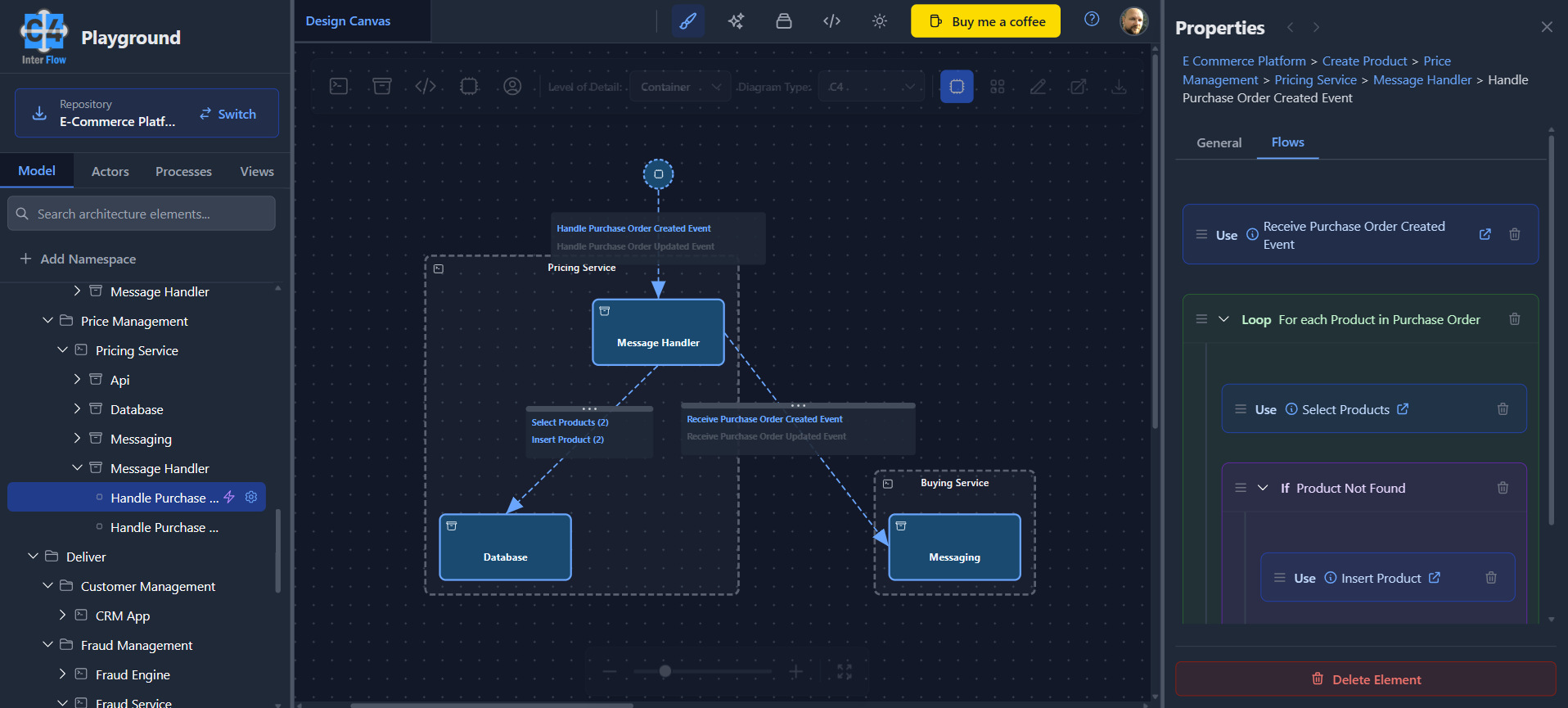 C4InterFlow Playground - Screenshot 3 showing product features and functionality
