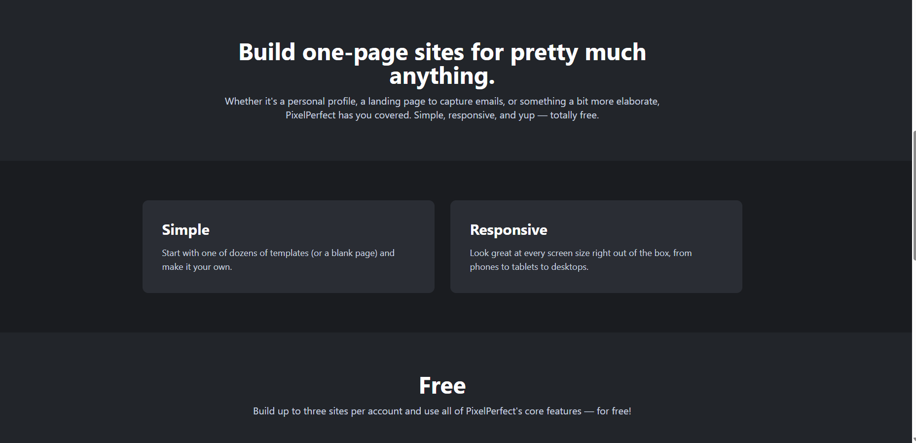 Pagine pixelperfect - Builder di siti di una pagina semplice, gratuito, completamente reattivo media 2