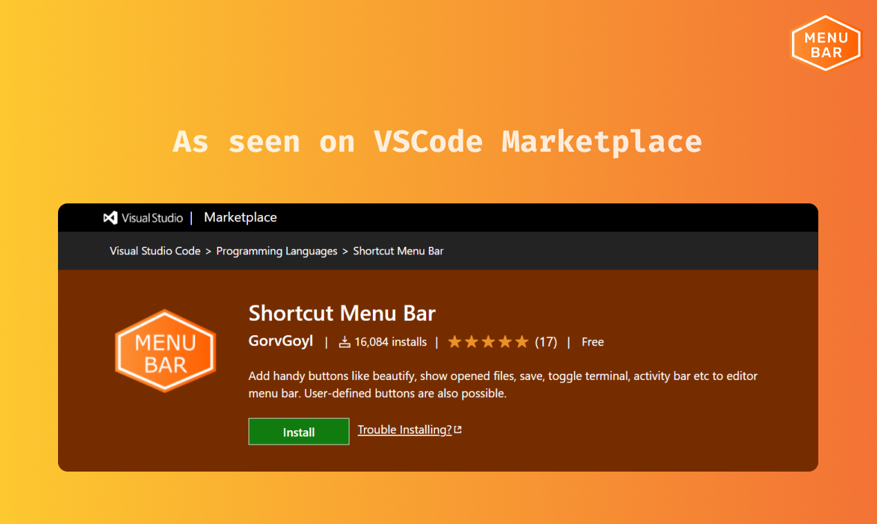 Shortcut Menu Bar for VSCode gallery image