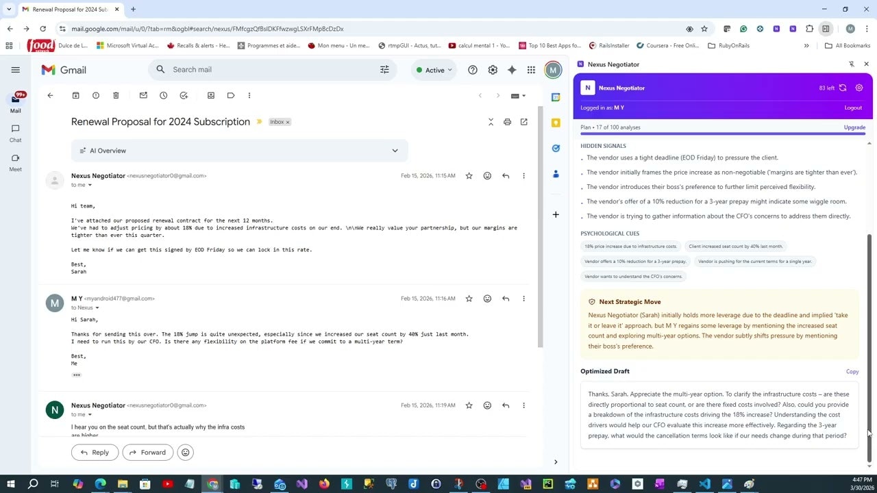 Nexus Negotiator: AI Coach for Gmail gallery image