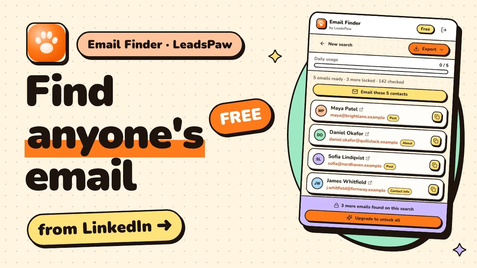Email Finder for LinkedIn - LeadsPaw screenshot 1 (video preview)