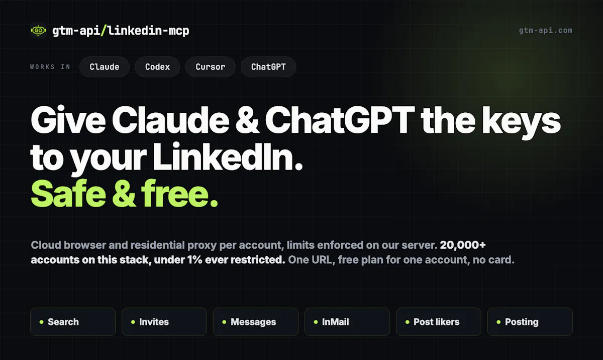 gtm-api.com: Safe LinkedIn MCP