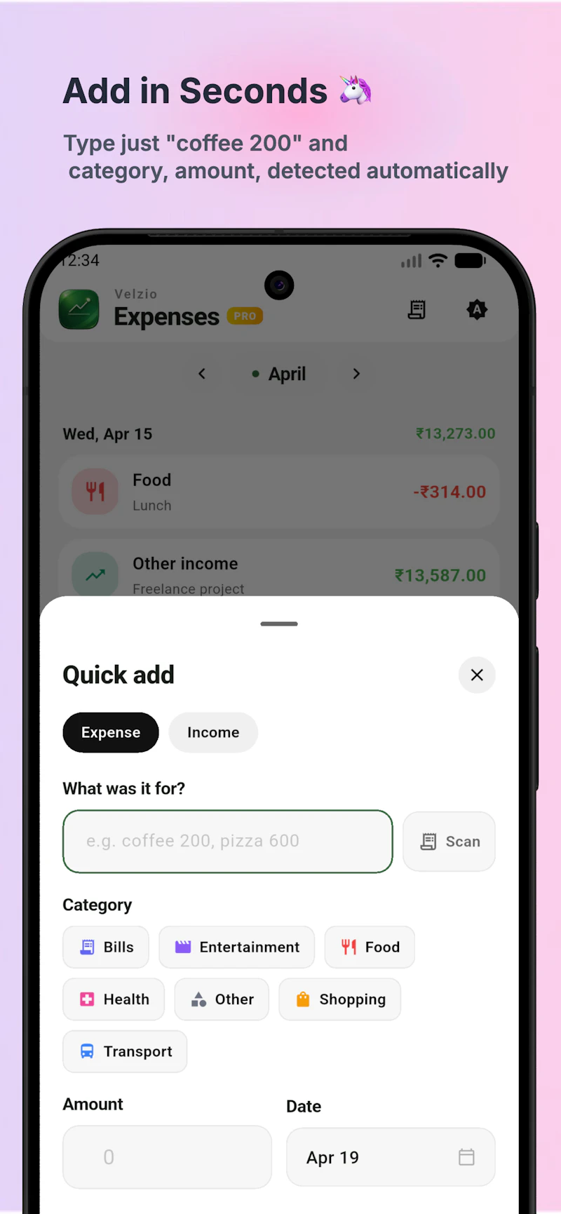 Velzio - AI Expense Tracker screenshot 2