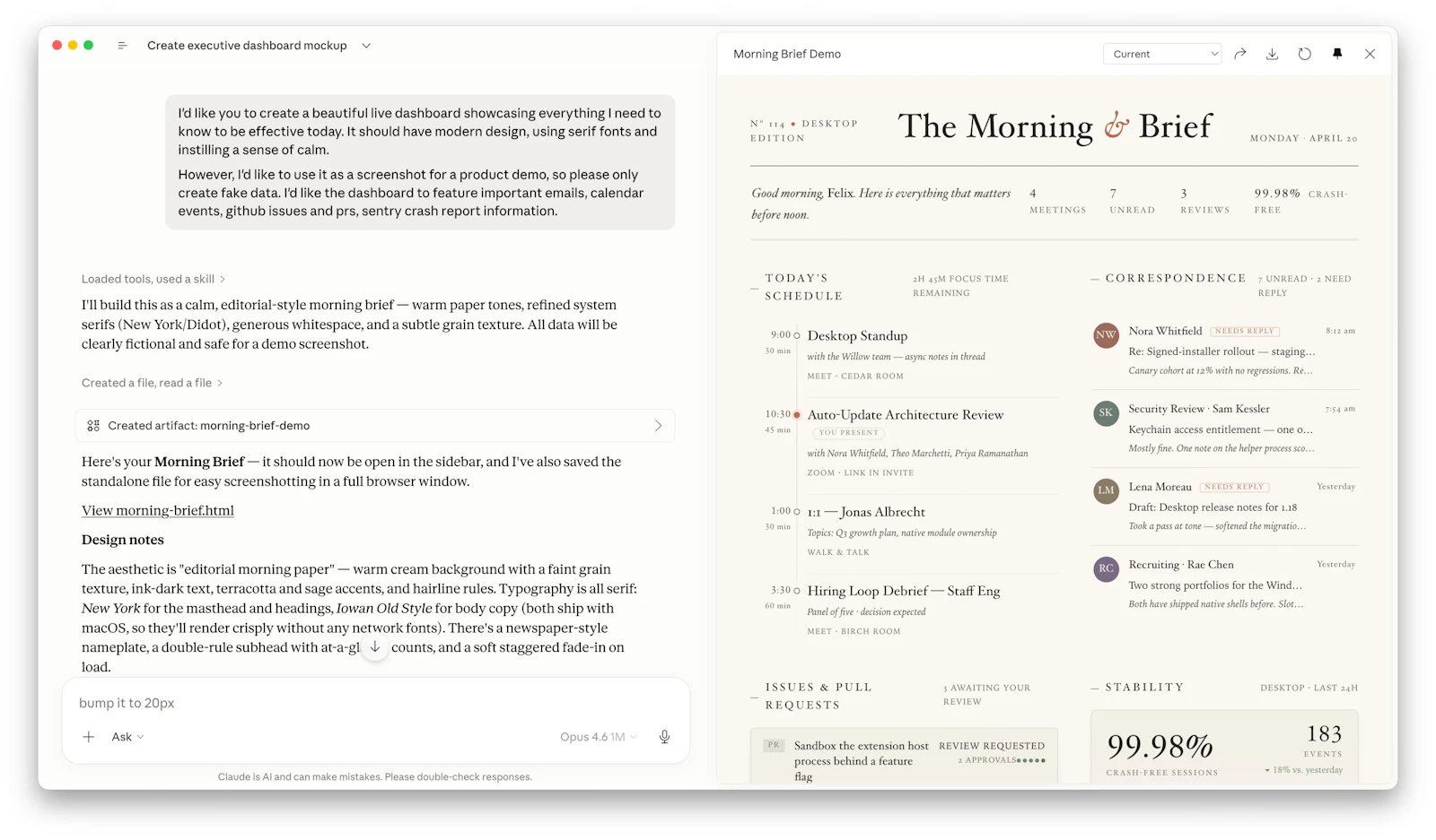 Claude Cowork Live Artifacts screenshot 5