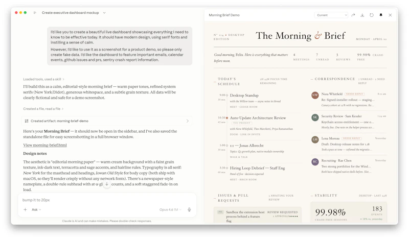 Claude Cowork Live Artifacts screenshot 5