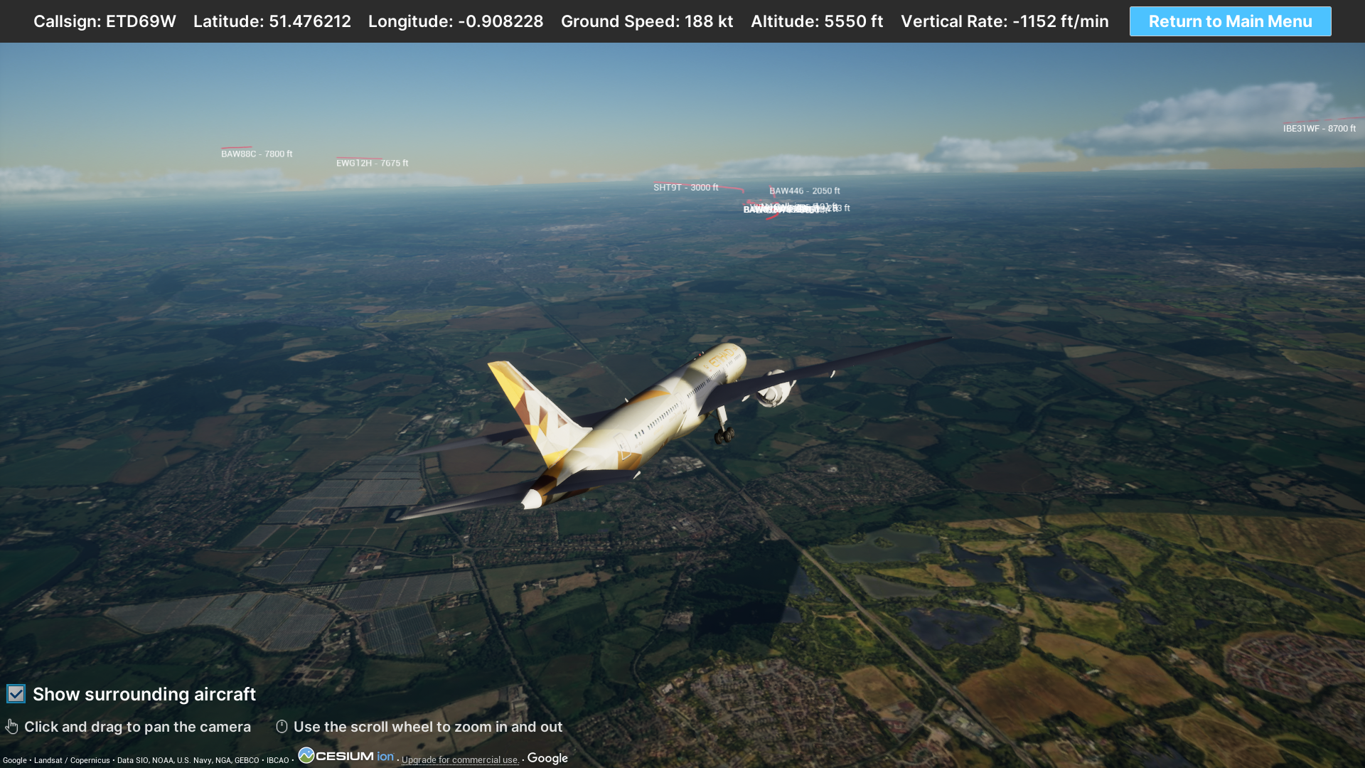 FlightTracker3d - Отслеживать местоположение любого самолета в реальном времени, все в 3D медиа 3