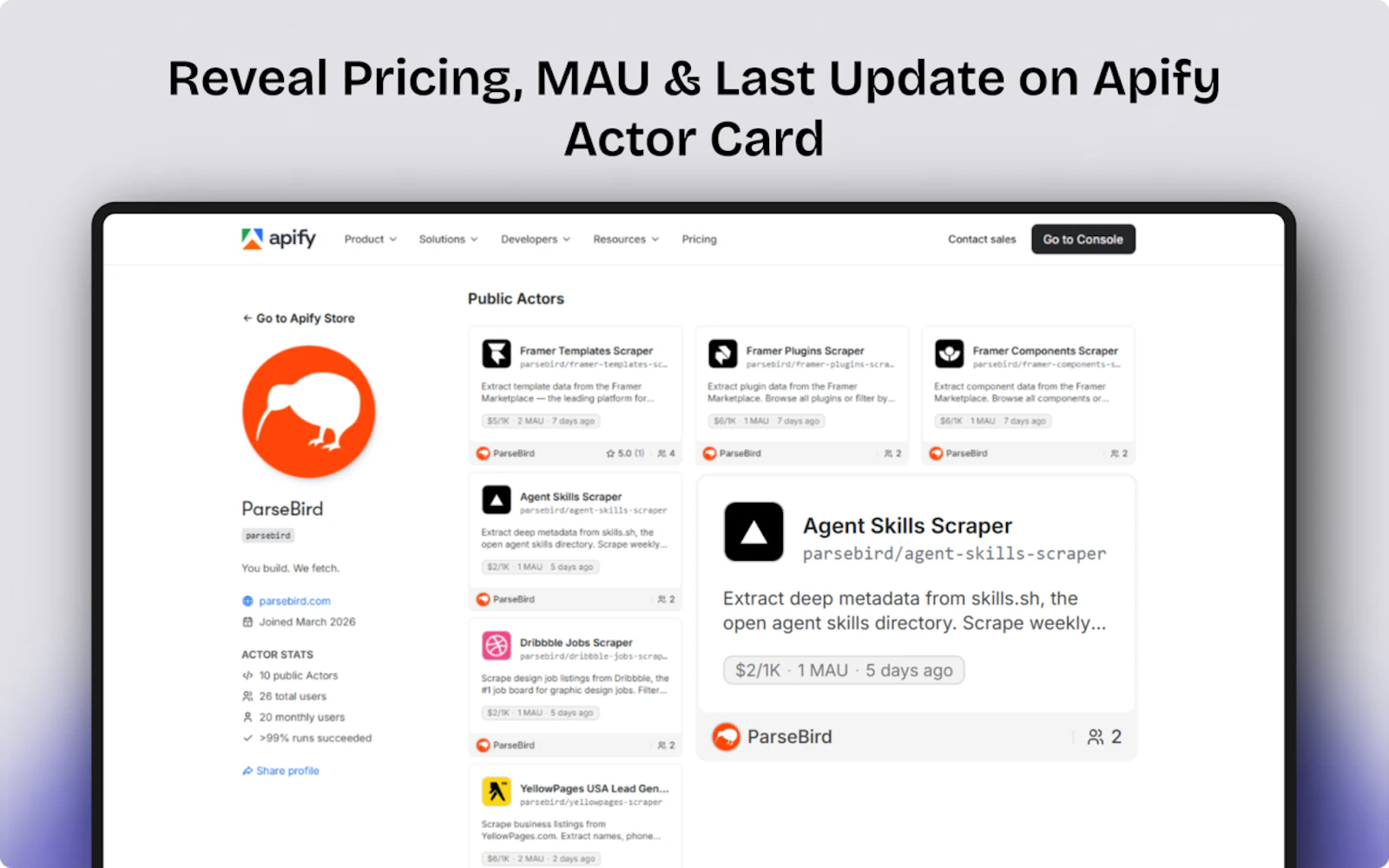Apify Stats by ParseBird screenshot 2
