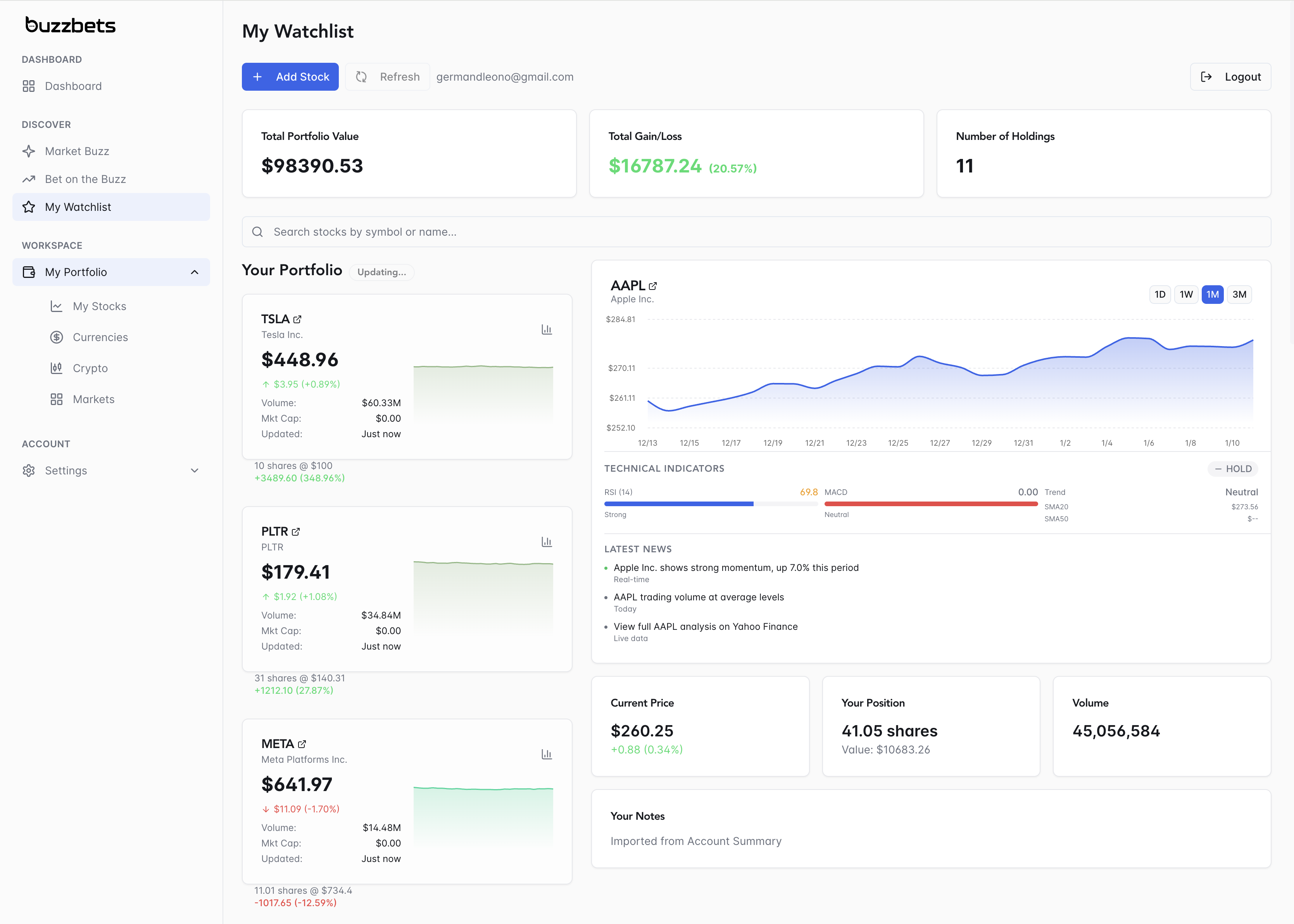 BuzzBets.ai - Screenshot 3 showing product features and functionality