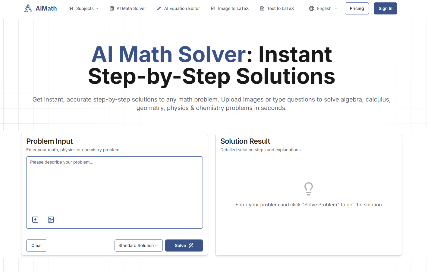 AIMath -Math Solver & AI Equation Editor - Main product screenshot demonstrating key features and user interface