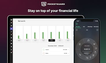 PocketGuard App Interface rastreando padrões de gastos e construindo orçamento