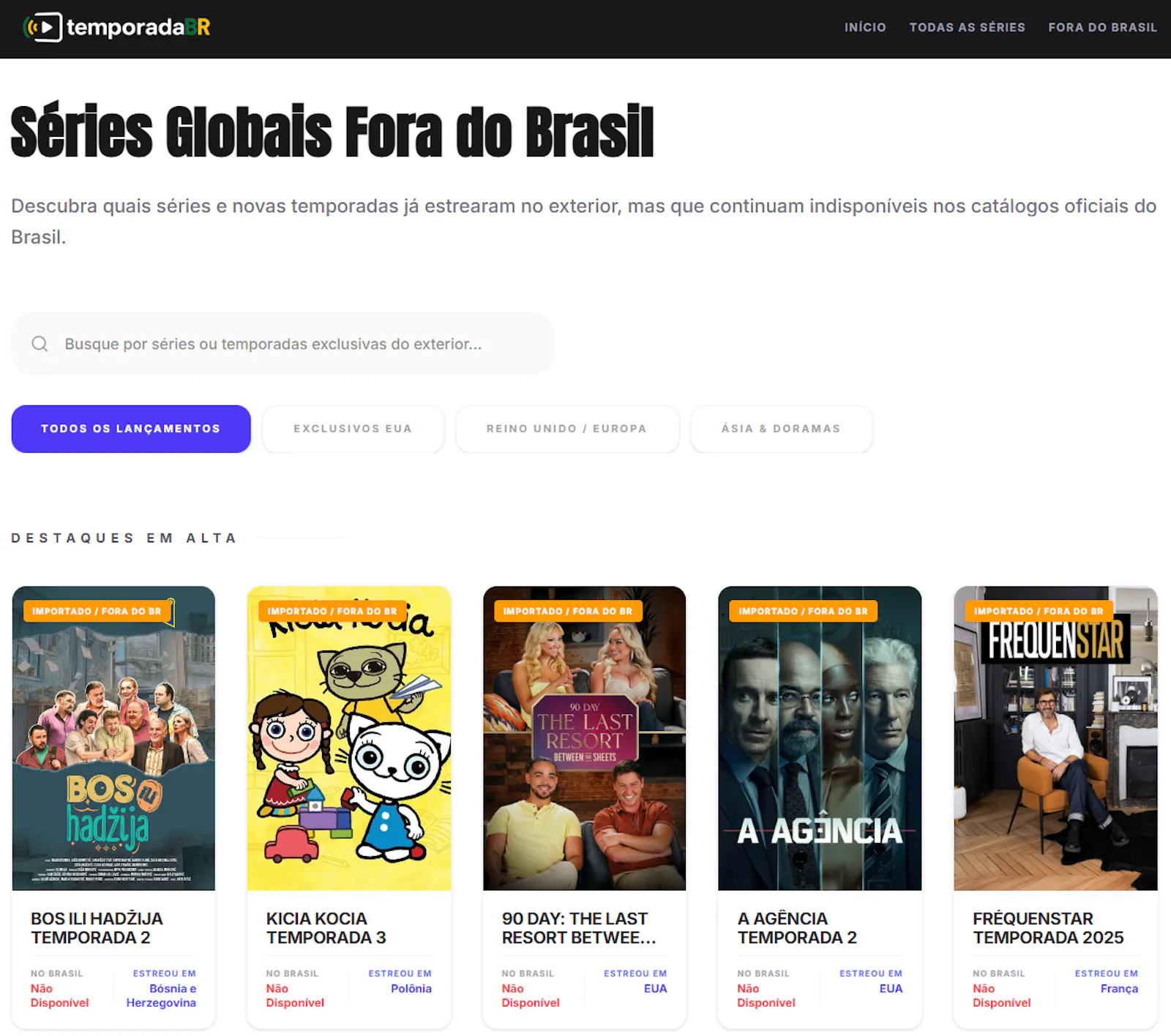 Séries Globais Fora do Brasil screenshot 1