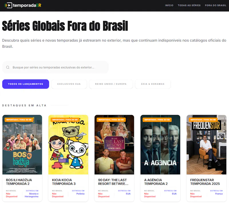 Séries Globais Fora do Brasil screenshot 1
