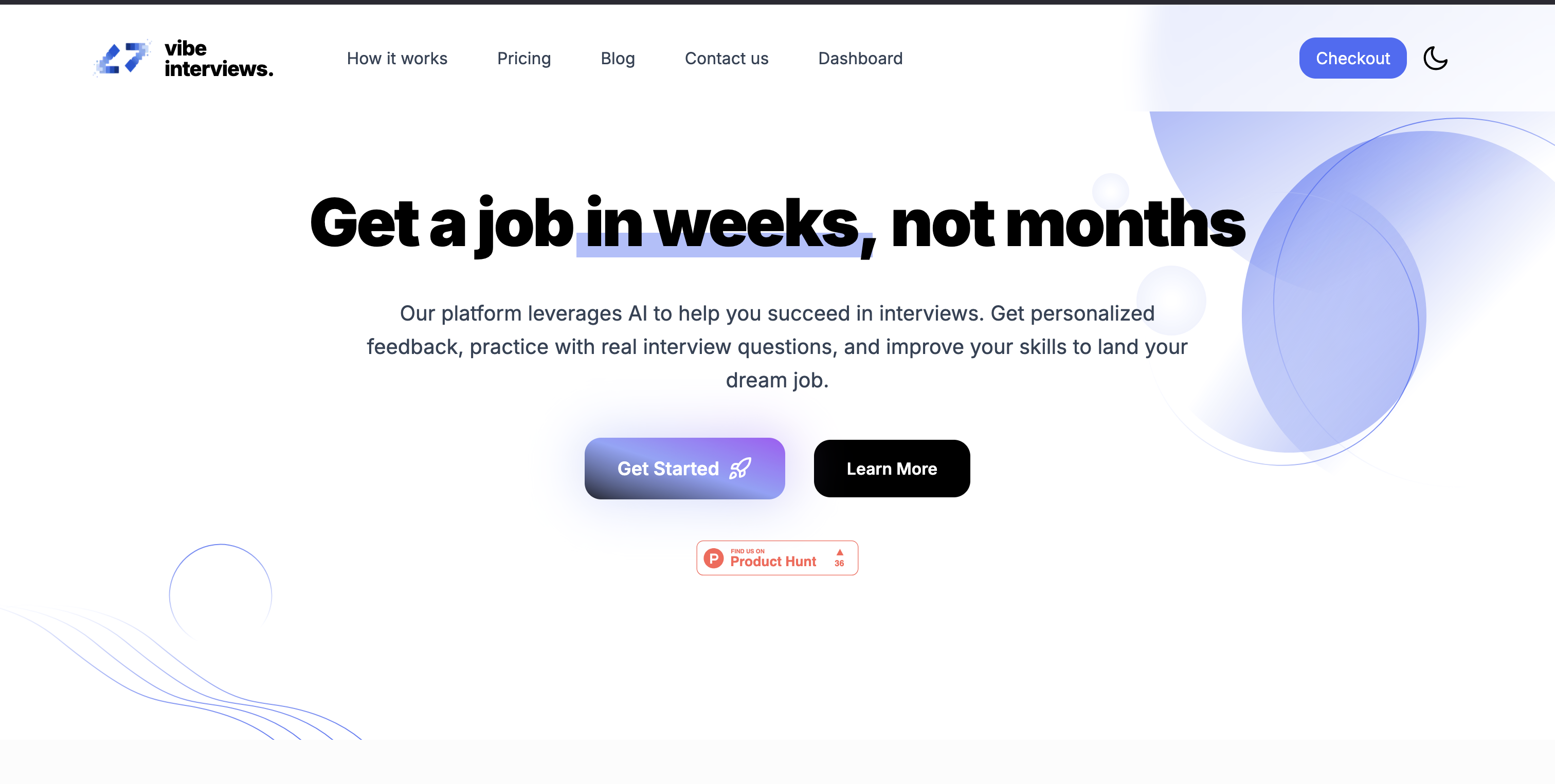 vibe interviews - Main screenshot showing features and interface