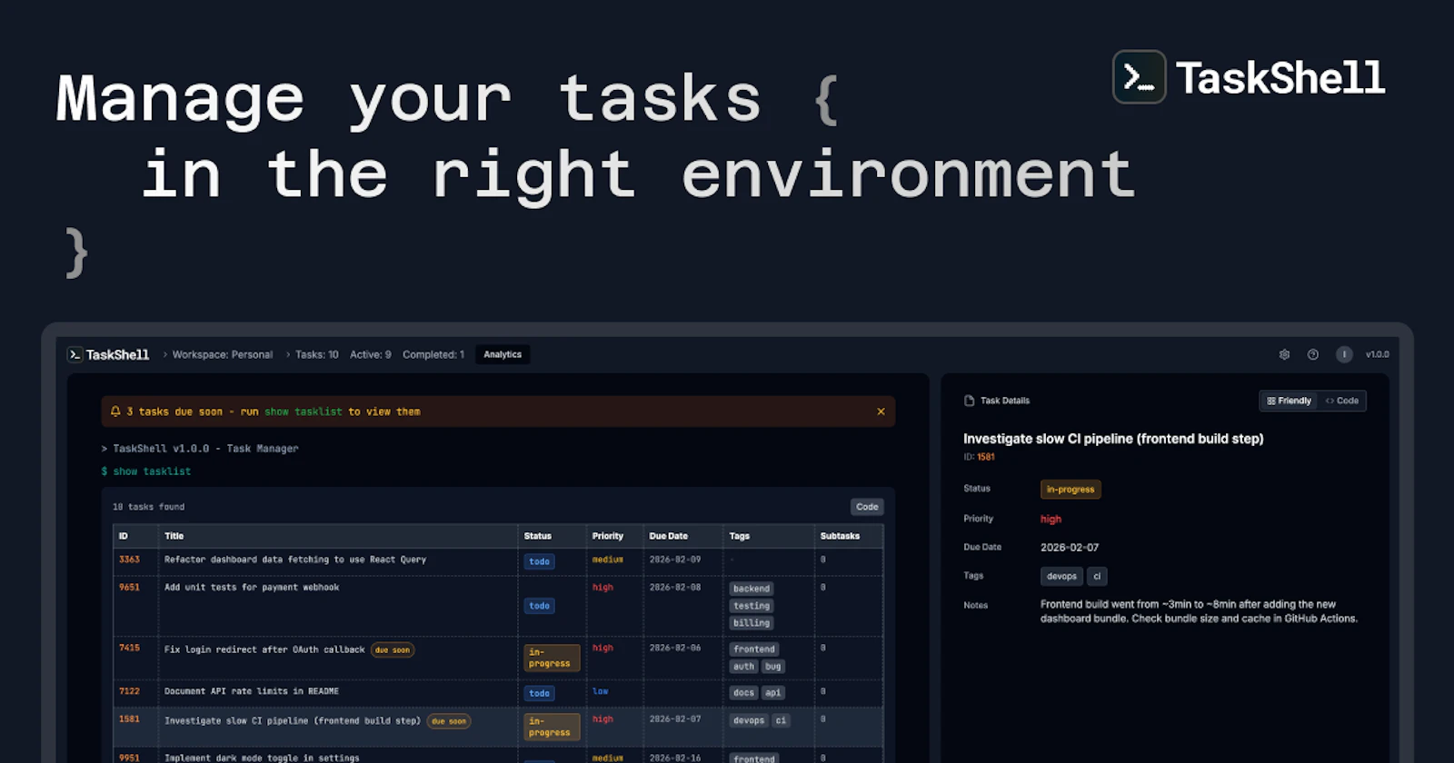 TaskShell screenshot 1