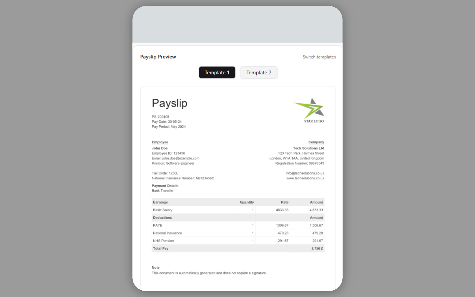 Payslip Generator gallery image