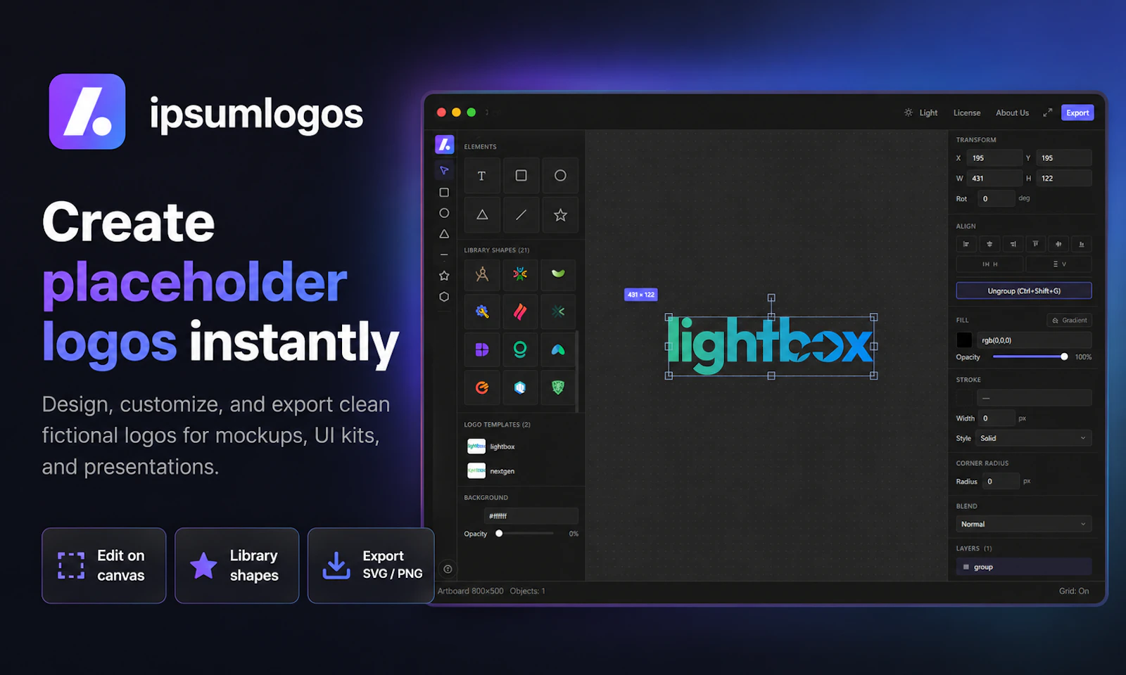 Ipsumlogos — Free Online Logo Editor screenshot 1