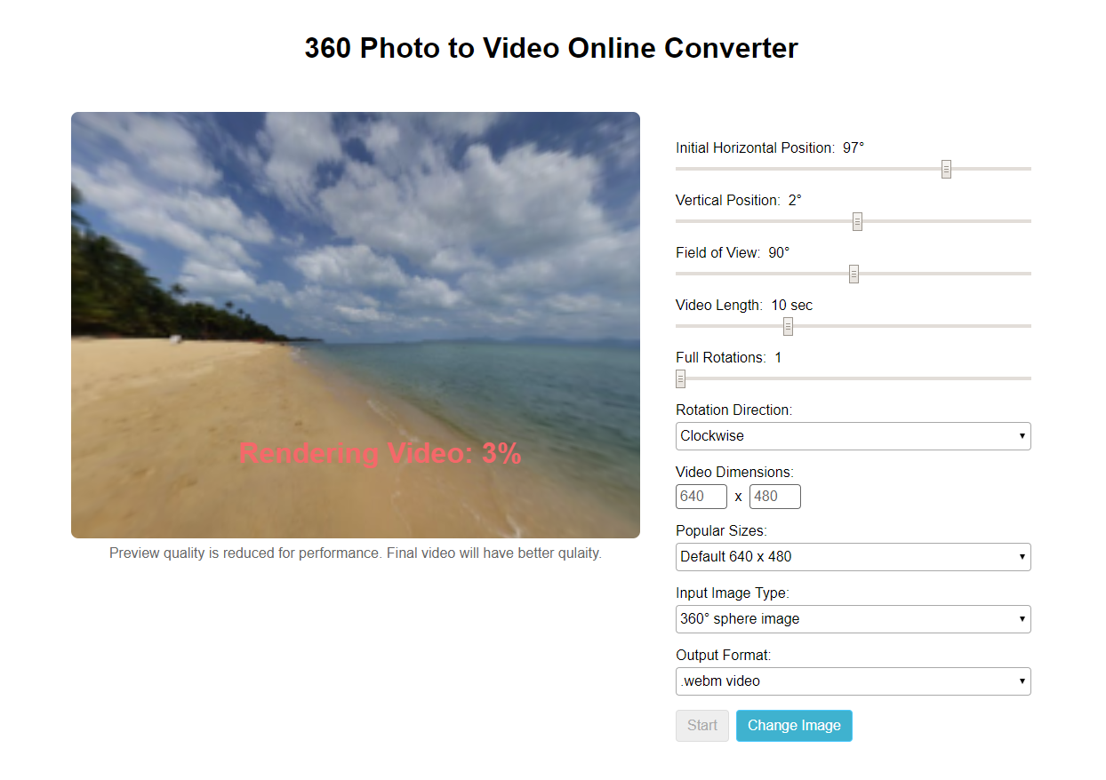 360° Photo to Video Online Converter gallery image