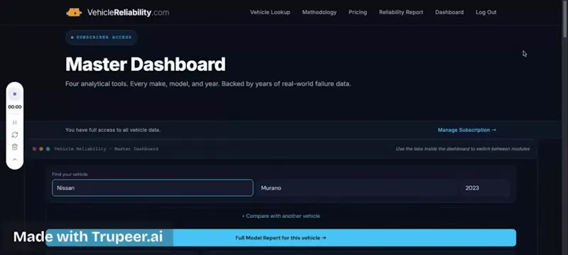 VehicleReliability.com screenshot 1 (video preview)