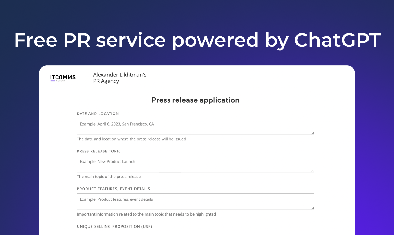 БЕСПЛАТНО - Создайте идеальный пресс -релиз с Chatgpt медиа 1