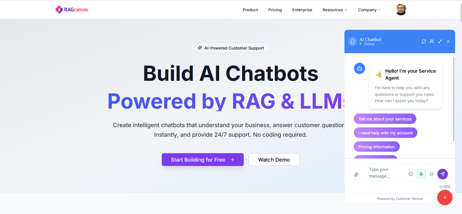 RAGcanvas Enterprise AI Chatbot Platform gallery image